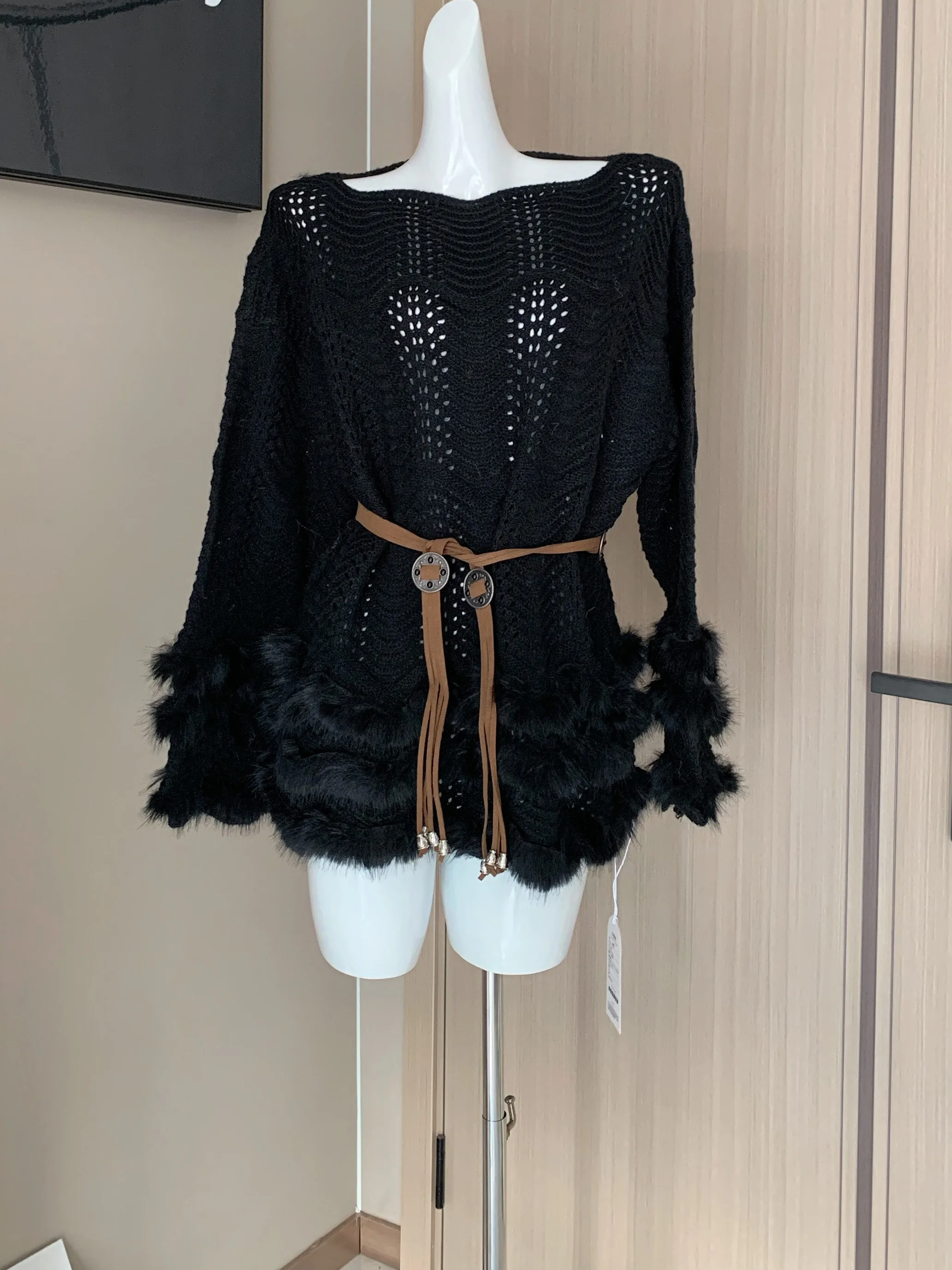 Pure Desire Spicy Girl Plu Splice Long Sve Maglione lavorato a maglia Top ampio di media lunghezza da donna per l'inizio dell'autunno 2025
