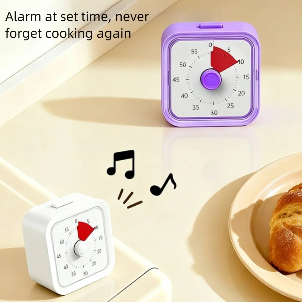 60 Minutes Visual Timer Round/Square Ultra Silent Countdown Alarm Clock Visualization Self-discipline Kitchen Timer