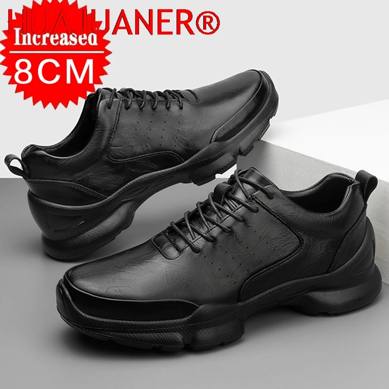 

Luxury Brand Fashion Leather Elevator Sneakers Men Comfortable Breathable Casual Shoes Height Increase Insole 8cm Lift Men Shoes