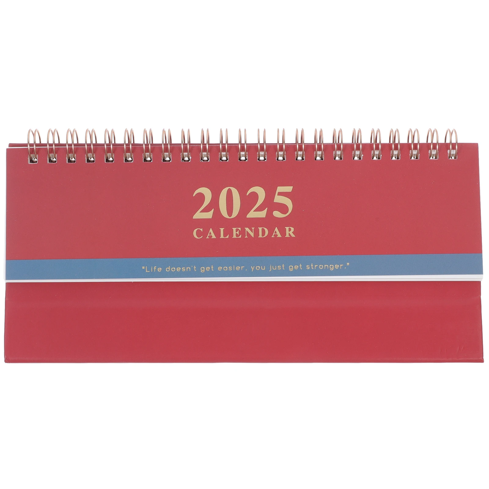Calendario de escritorio, planificador de bobina creativo largo, soporte decorativo, decoración roja, tapa