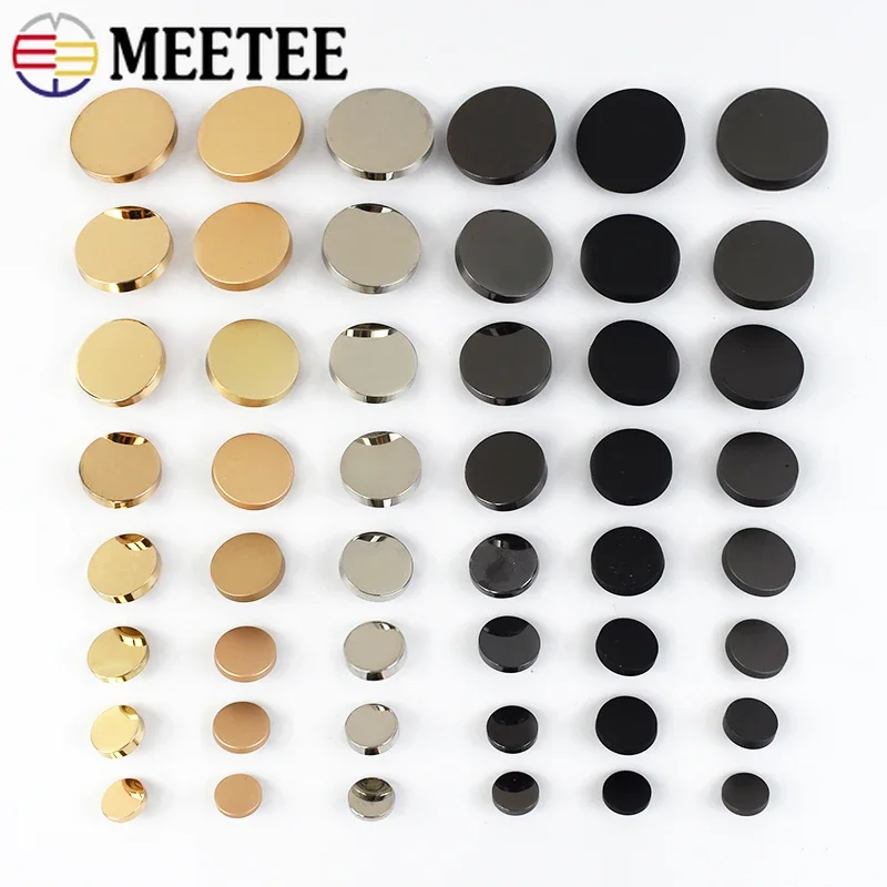 10Pcs Meetee 10-28mm Metal Snap Buttons Clothing Decorative Button Shank Round Flat Clasp Jacket Coat Jeans DIY Sewing Accessory