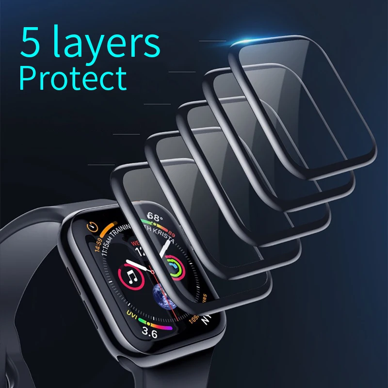 Pffee Protector Film For Apple Watch Ultra 49mm 44mm 45mm 40mm 41mm 42mm 38mm 9D Screen Protectors For iwatch 8 7 SE 6 5 4 3 2 1