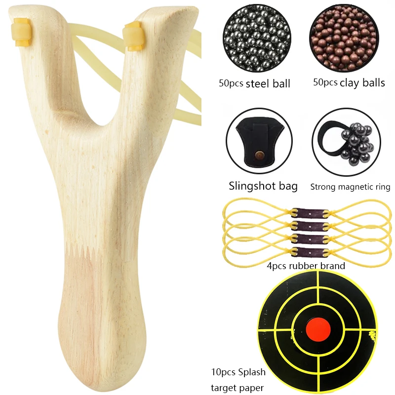 High Quality Cheap Wooden Slingsshots Portable Outdoor Hunting Shooting Sling Slingshot Toy Outdoor Sports Toy Wooden Sling