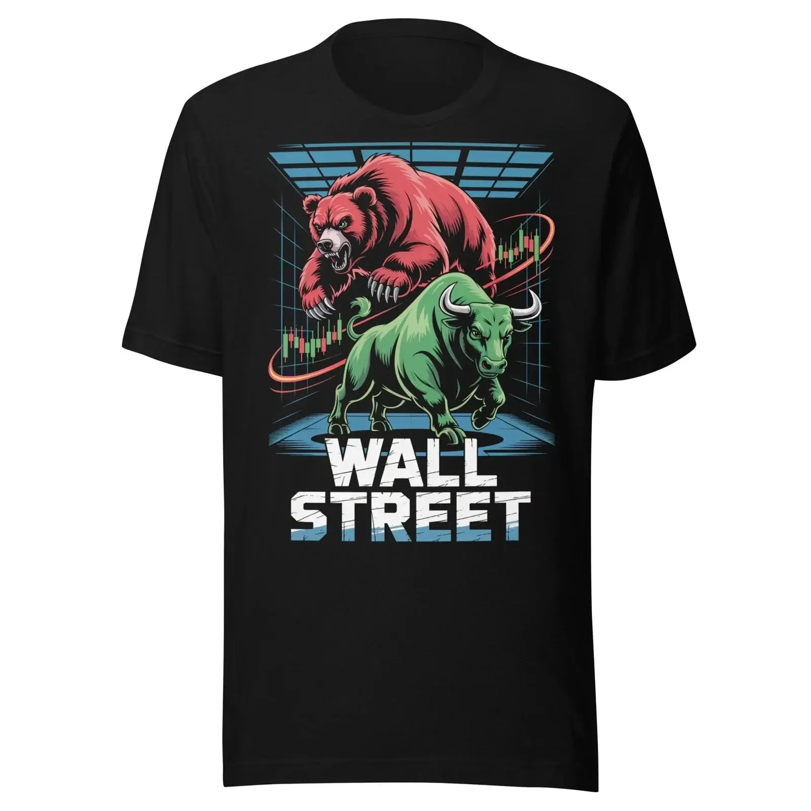 Wall Street Bull amp Bear Trading Bullish Bearish XRP Trader Forex Crypto T Shirt vintage Washed Stretched