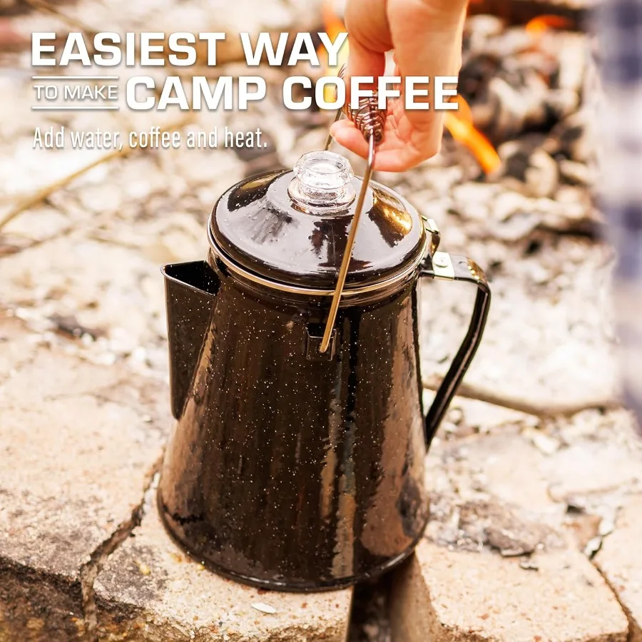 Classic Percolator Coffee Pot for Outdoor Camping and Group Adventures Ideal for Brewing Large Batches on a Campfire Perfect fo