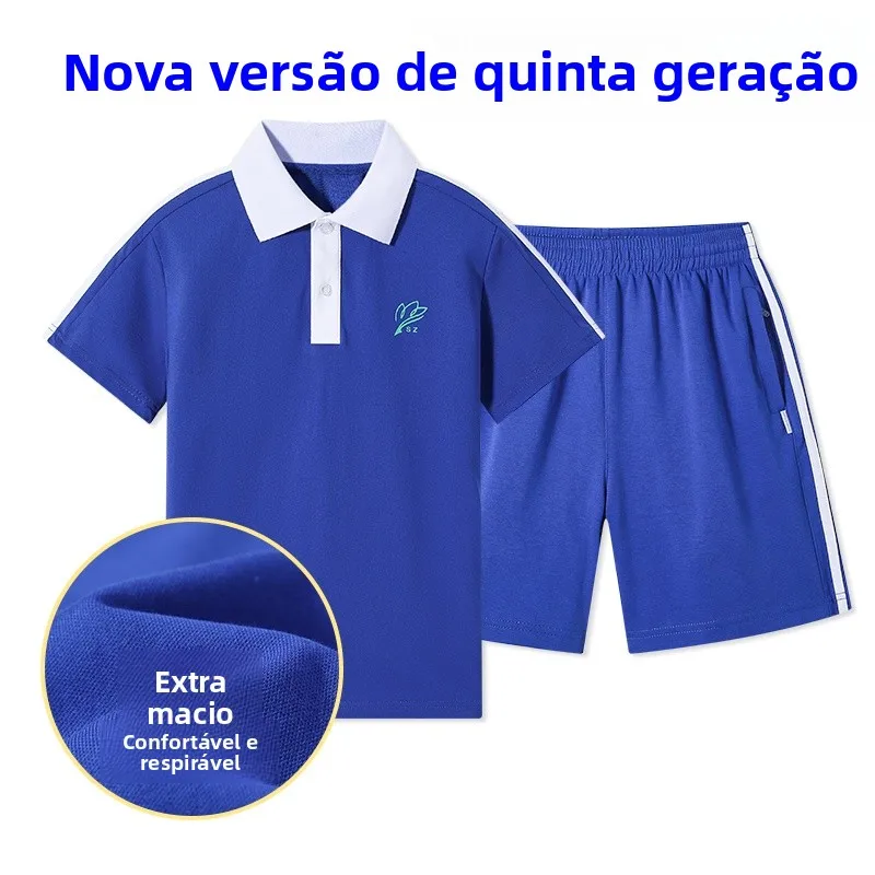 Conjunto de Uniforme Escolar para Alunos do Ensino Fundamental, Roupas de Verão para Meninos e Meninas, Estilo Casual de Seca...