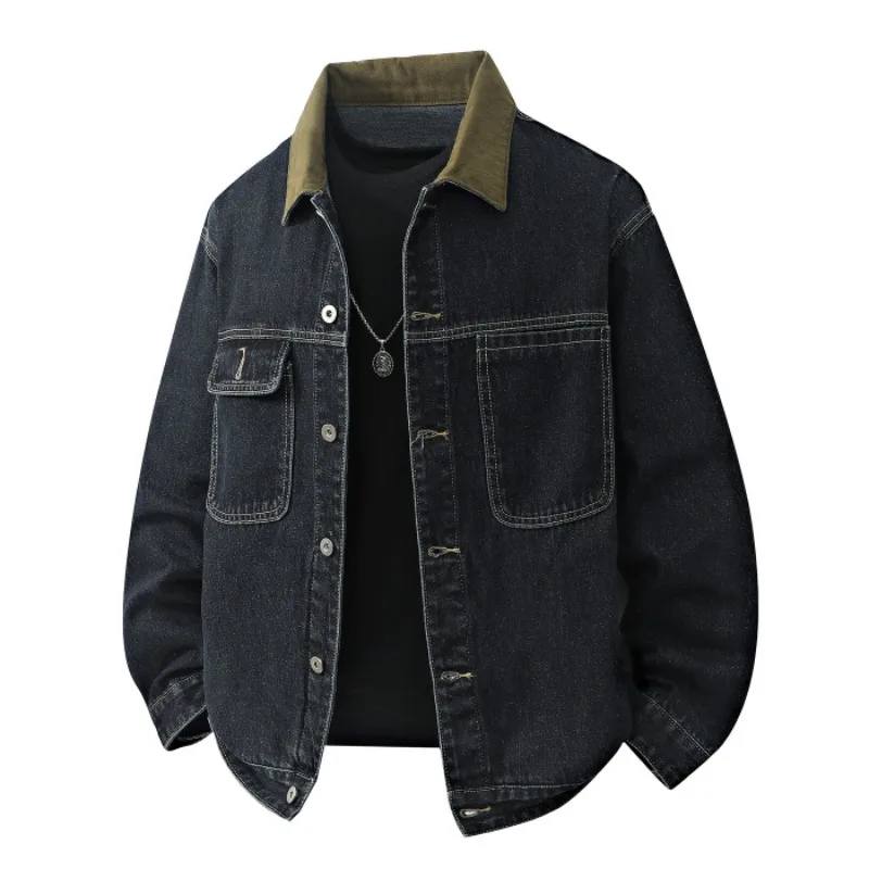 2026 Autumn New Retro High Street Washed Denim Jacket Coats Fashion Men's Casual Loose Jacket Y2k Japan Korean Streetwear