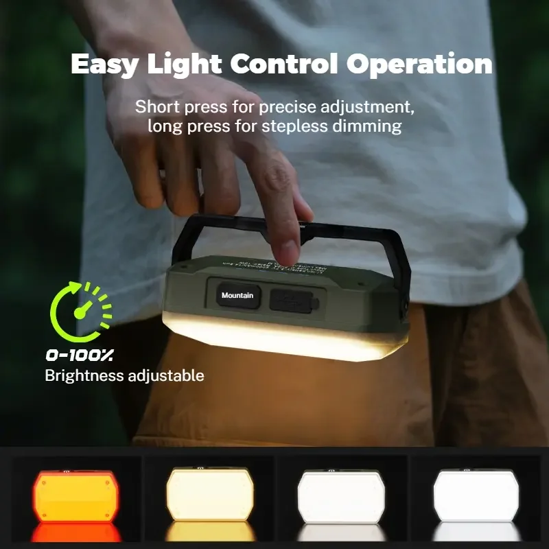 مشرق الفيضانات ضوء العمل 3 ألوان فانوس التخييم قابلة للشحن المغناطيسي مصباح الطوارئ في الهواء الطلق مقاوم للماء لإصلاح الصيد #2