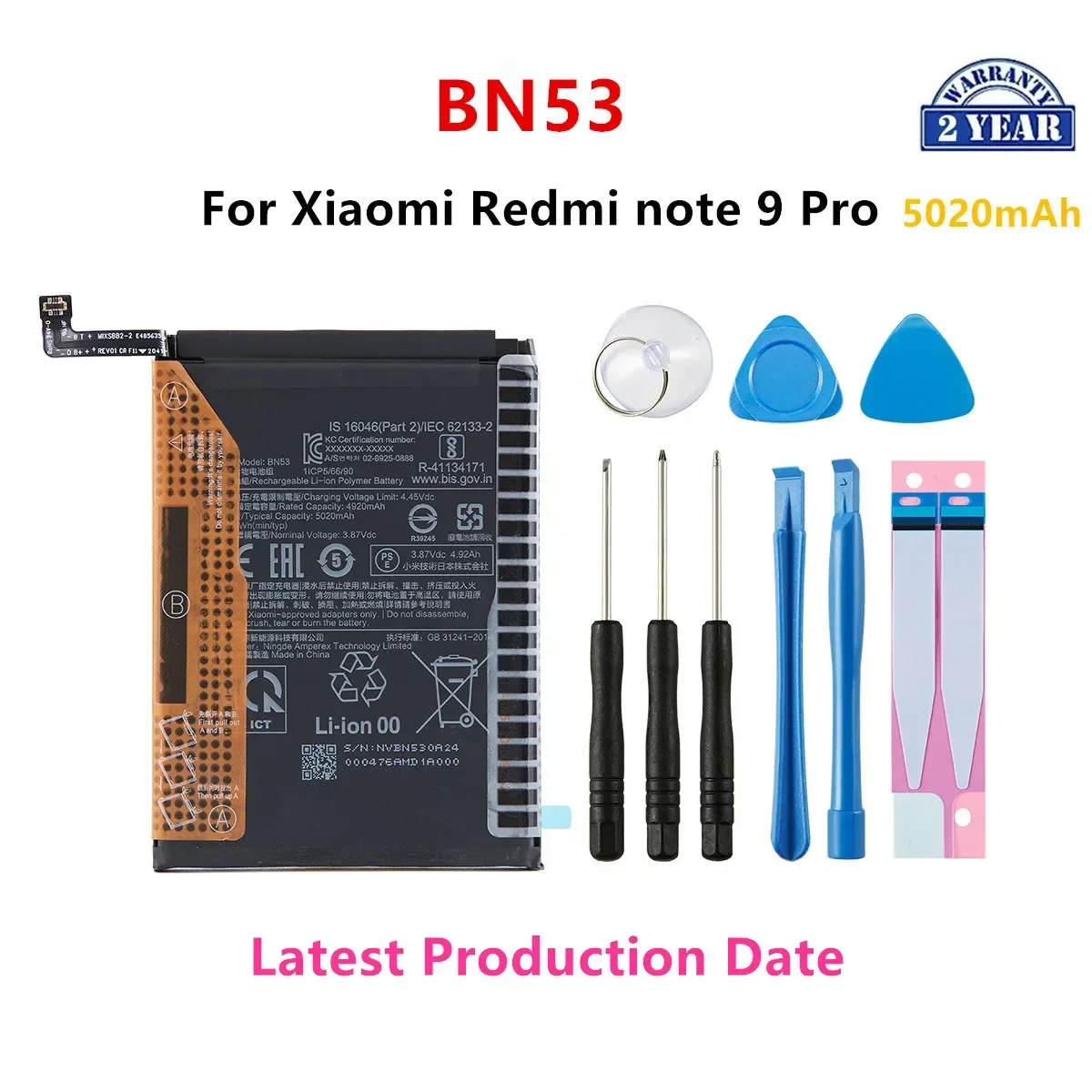 Brand New BN53 5020mAh Battery For  Xiaomi Redmi note 9 Pro Phone  Batteries+Tools