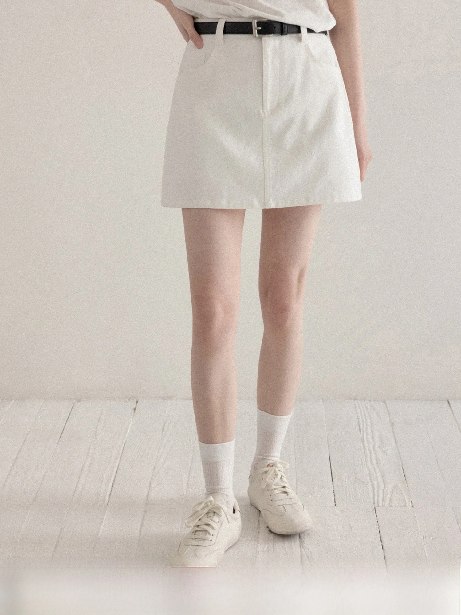 

Юбка А-силуэта с высокой талией, повседневная, удобная, из хлопка, женская, белая, весенняя, универсальная, облегающая, короткая юбка