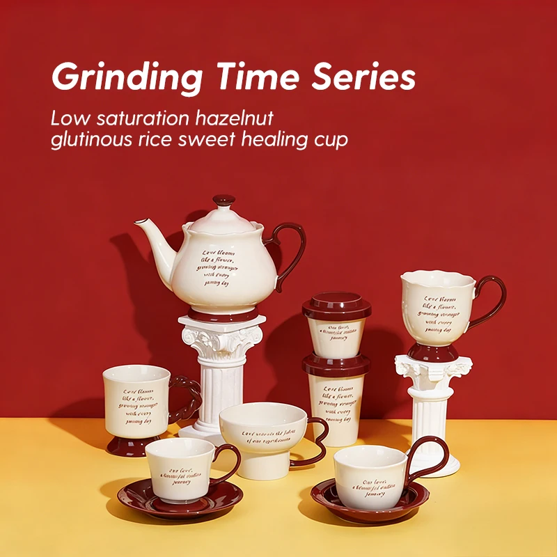 SOLECASA Keramik-Kaffeetassen-Set aus Porzellan, verschiedene Größen 220ml-1,3L, INS-Stil, Valentinstag Tee- und Kaffeebecher mit Geschenkbox