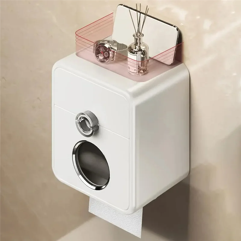 

AFOURT-держатель для туалетной бумаги для ванной комнаты, держатель для туалетной бумаги с ящиком, настенный держатель для рулона бумаги, двухслойная коробка для салфеток