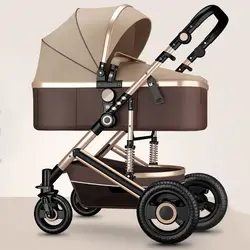 Leichte Luxus Baby Kinderwagen 2 in 1, Tragbare baby auto, Hohe Landschaft Reversible Kinderwagen, gold Kinderwagen Reise Kinderwagen, wagen