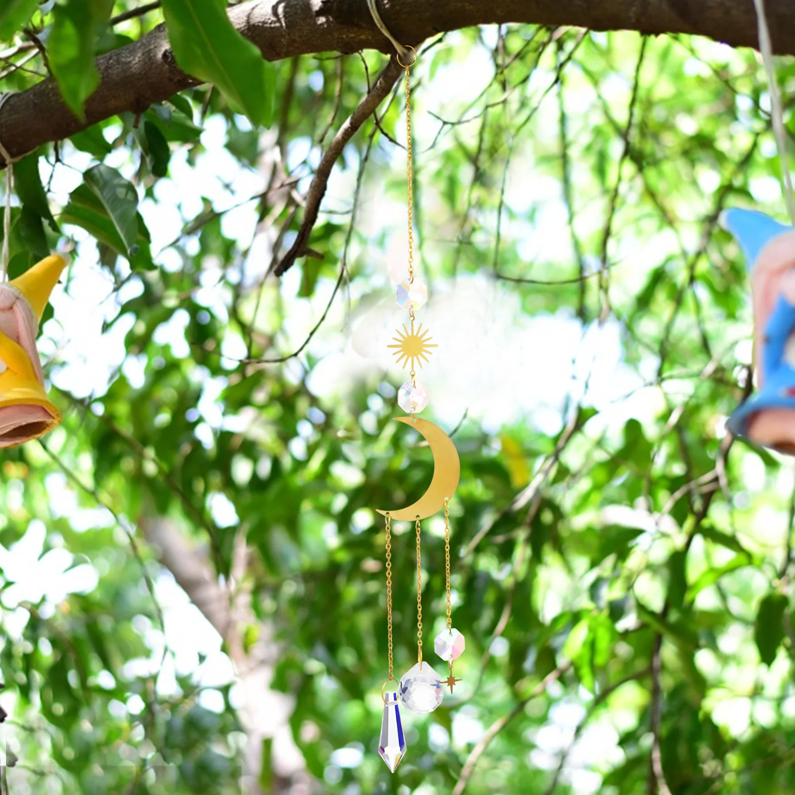 

3Pcs Crystal Suncatchers Prism Moon Pendant Decorative Hanging Wind Chime Garden Window Home Decor Sun Catchers