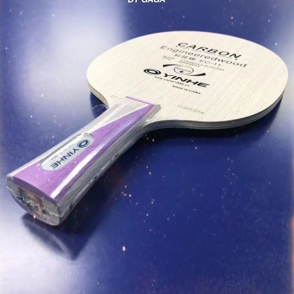 YINHE EC-11 تكنولوجيا الملصقات الذهبية شفرة تنس الطاولة الكربونية مع مقبض أرجواني 5 خشب 2 مضرب بينغبونغ الكربون
