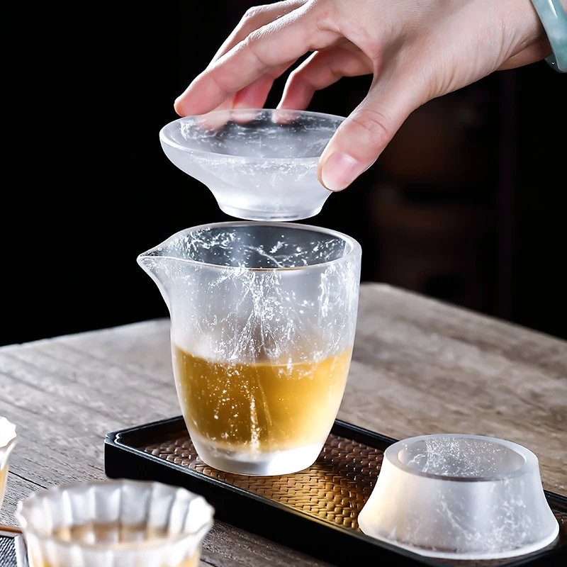 Transparent Glass Tea Strainer Crystal Floating Flower Glass Tea Strainer Infuser Stainless Steel Kitchen Accessories