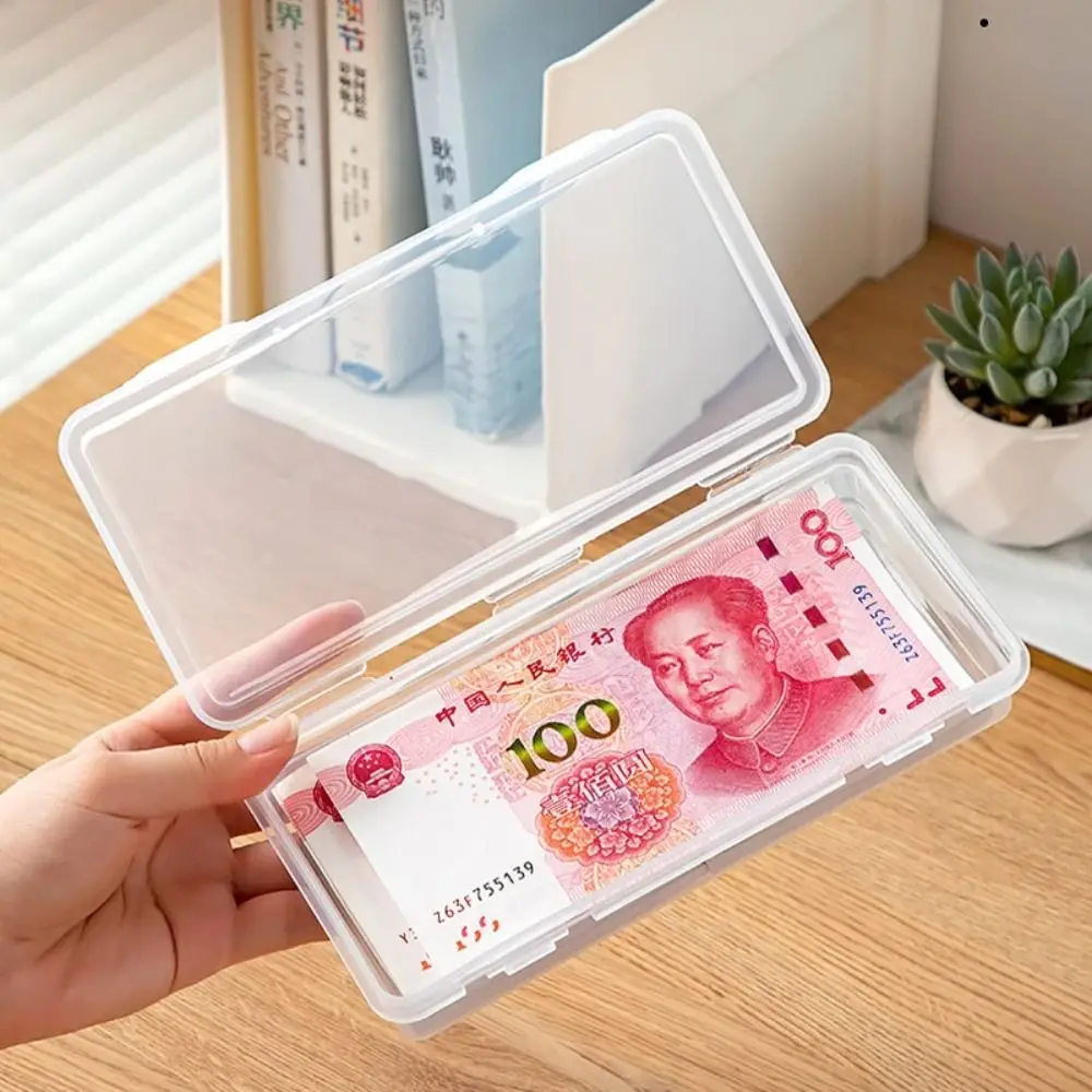 

PP Paper Money Storage Box Large Capacity Convenient Currency Banknote Case Portable Transparent Coin Storage Collection Holder