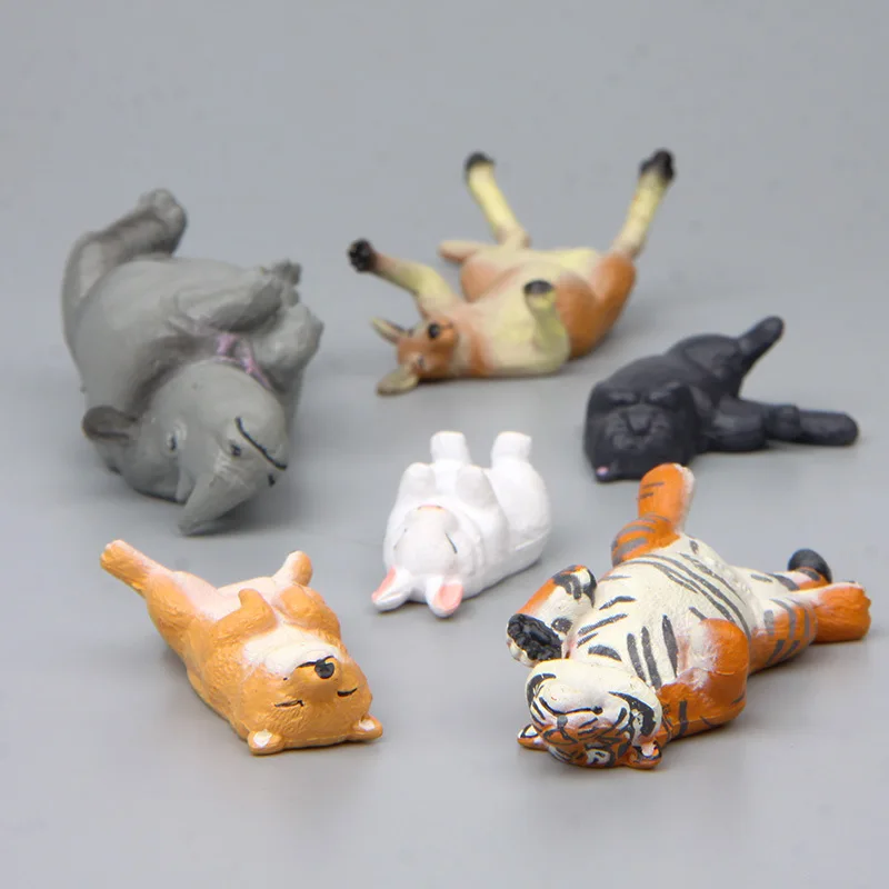 Love To Sleep Series Doll Model Cartoon Cute Tiger Shiba Inu Rabbit Statue Desktop Decorations Fun Landscape Doll Ornament