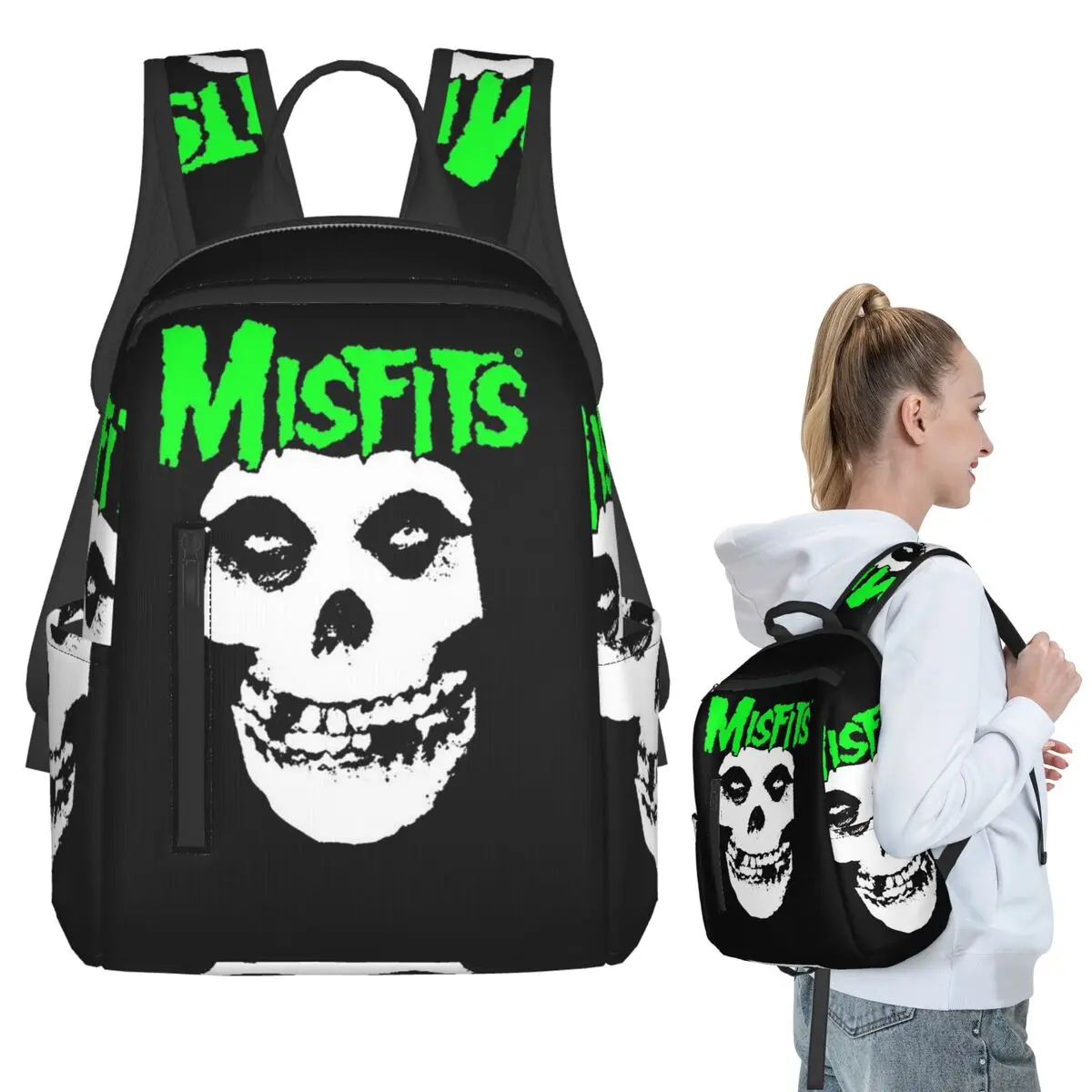 

Misfits Skull Backpack Student BookBag Kids School Bag Computer Shoulder Bags Boys Girls