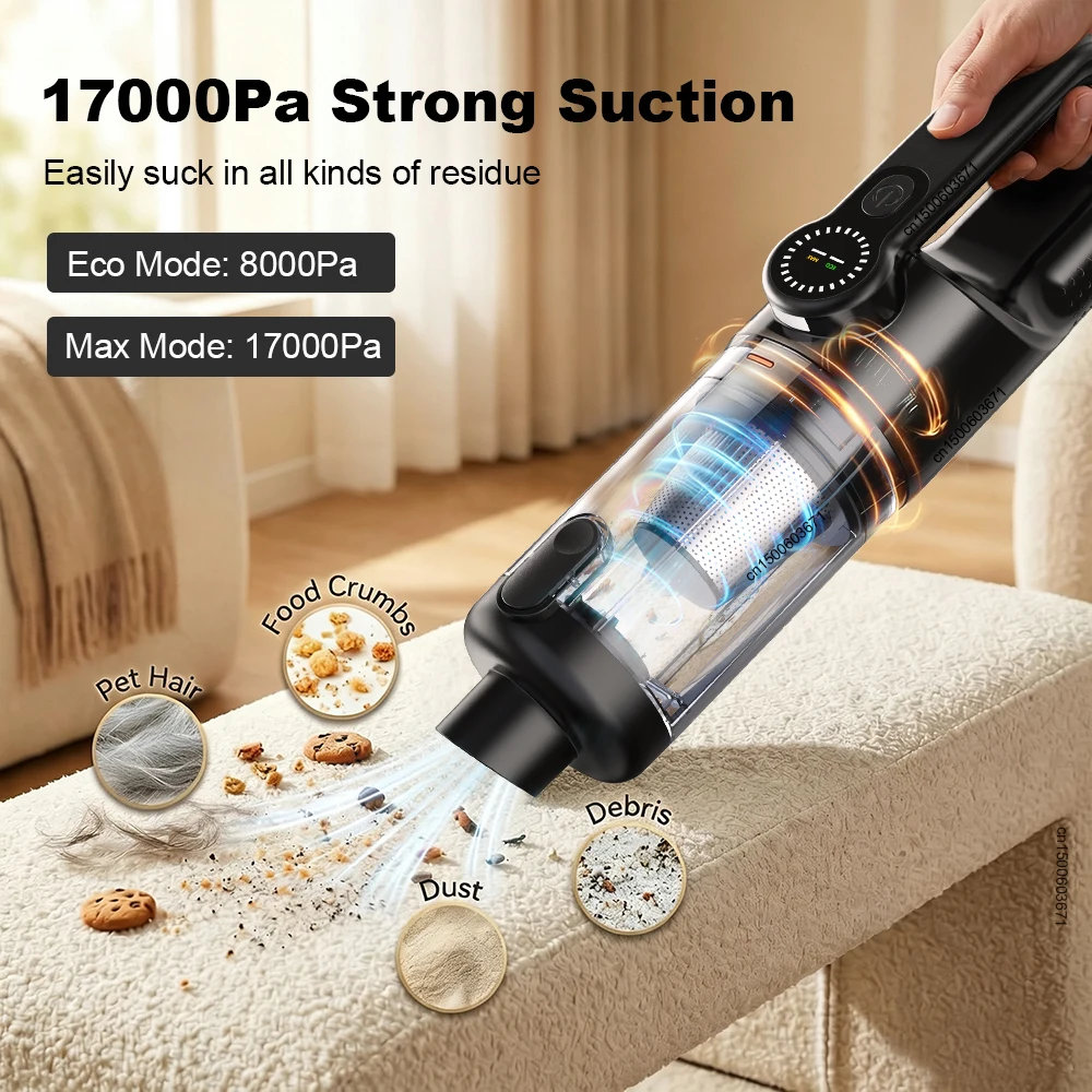 Car Vacuum Cleaner Wireless Portable Vacuum Cleaner 17000PA Strong Suction USB Rechargeable Handheld Car Vacuum Cleaner Blower