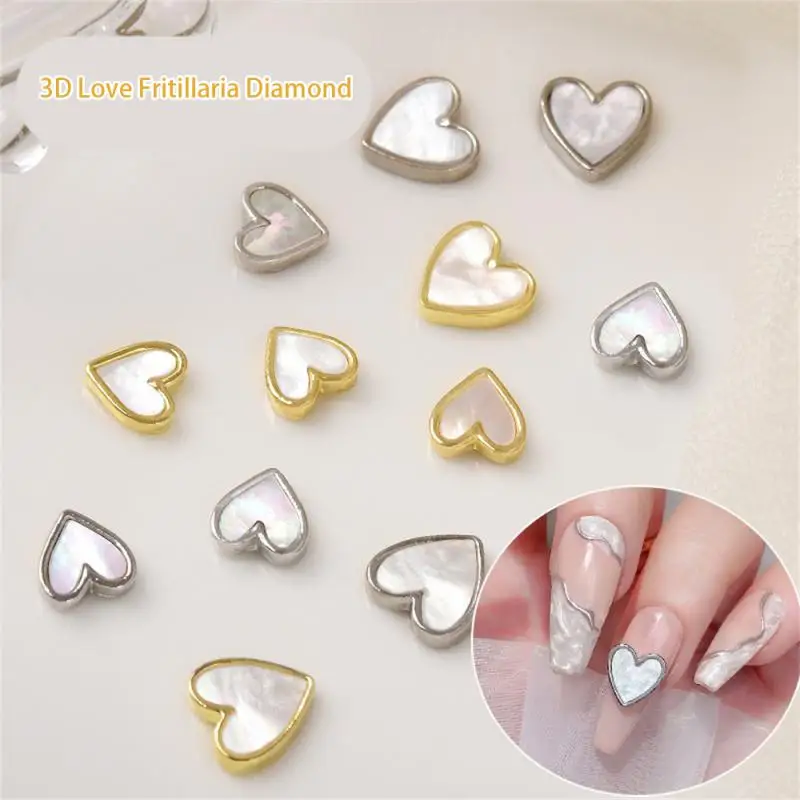 Heart Shaped Gold/Silver Flatback Nail Charms Alloy Multi-Colors Heart Nail Rhinestones For Manicure Nail Accessories