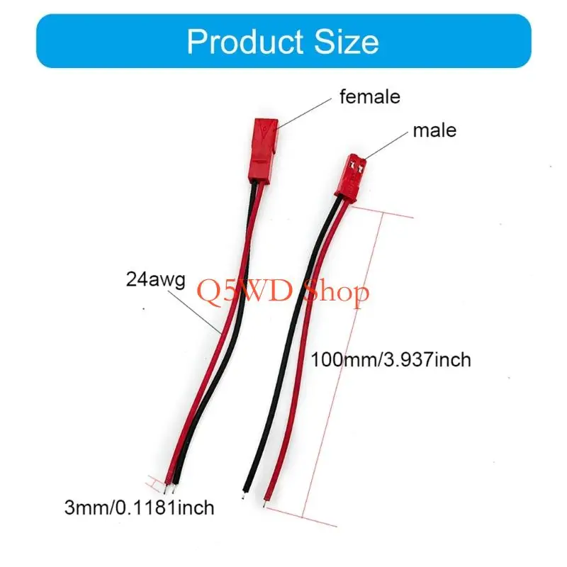 Q5WD Temperature Resistant /JST 2P Plugs & Sockets Set Electrical Connectors Easy to Use for Industrial & DIY Projects