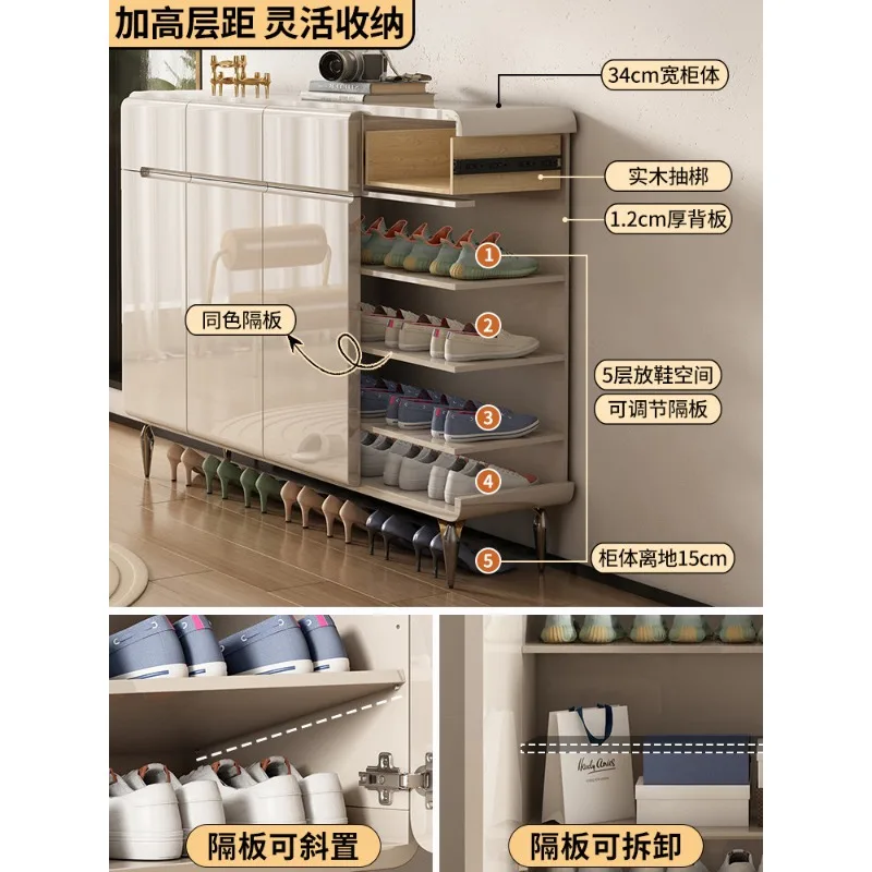 Light luxury high-end home shoe cabinet household door indoor 2026 explosion new living room entrance locker integrated