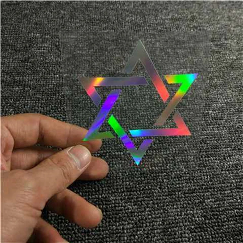 Stiker kepribadian mobil bintang enam cabang laser tujuh warna hf modifikasi lampu depan sepeda motor penutup goresan