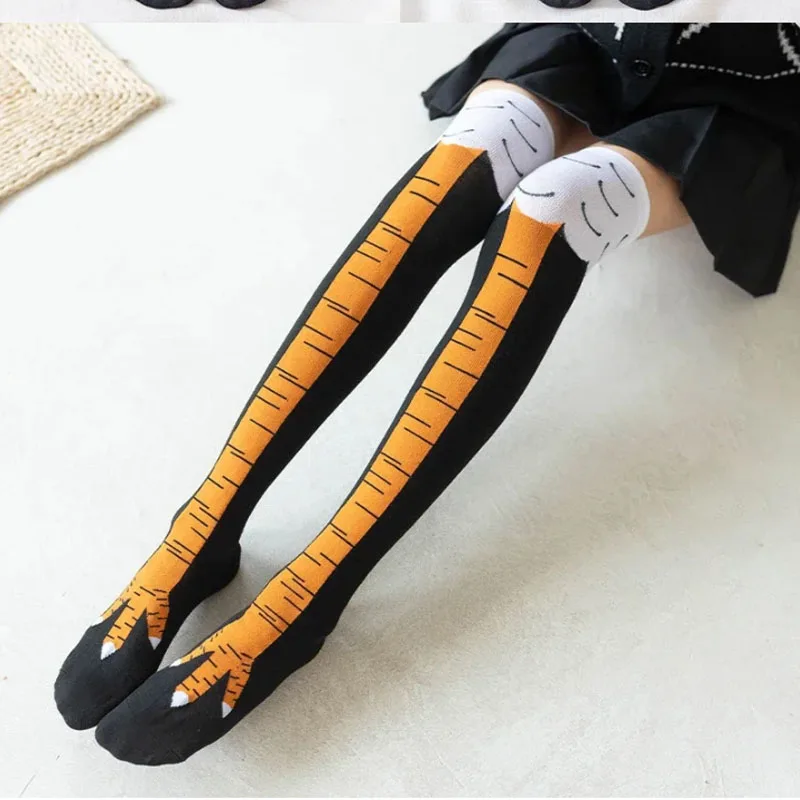 Funny Chicken Paw Stocking 3D Printing Over-knee Pressure Thin Leg Long Stockings Men Women Suitable for All Seasons