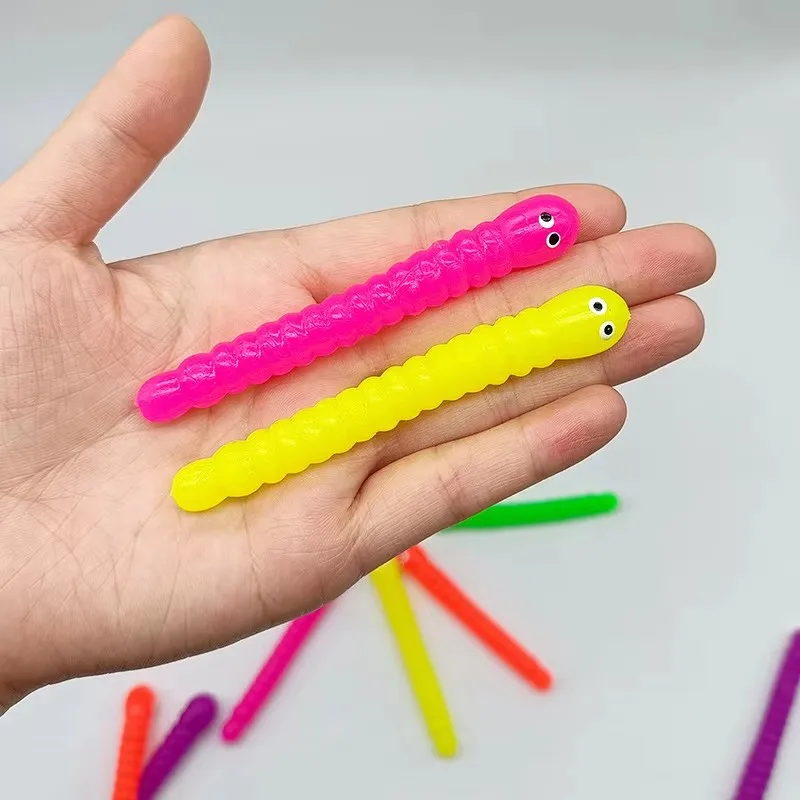 5 SZTUK Kolorowa gąsienica Pull Worm Noodle Fidget Toys Stretch String TPR Rope Anti Stress String Stress Relief Autism Vent Toys