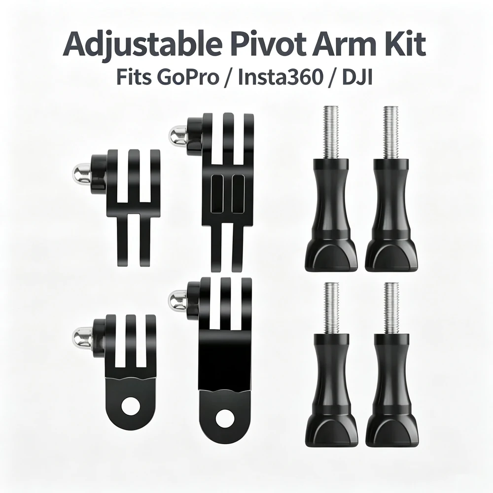 3-fach verstellbarer Verlängerungs-Dreharm-Adapter für GoPro Hero 13 12 11 10 9 8 SJCAM SJ4000 AKASO Insta360 DJI OSMO Action-Kamera