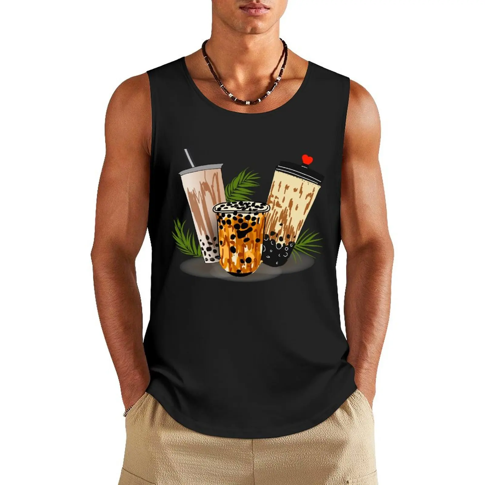 

Bubble milk tea. Tank Top gym summer clothes men 2025 sleeveless shirt man