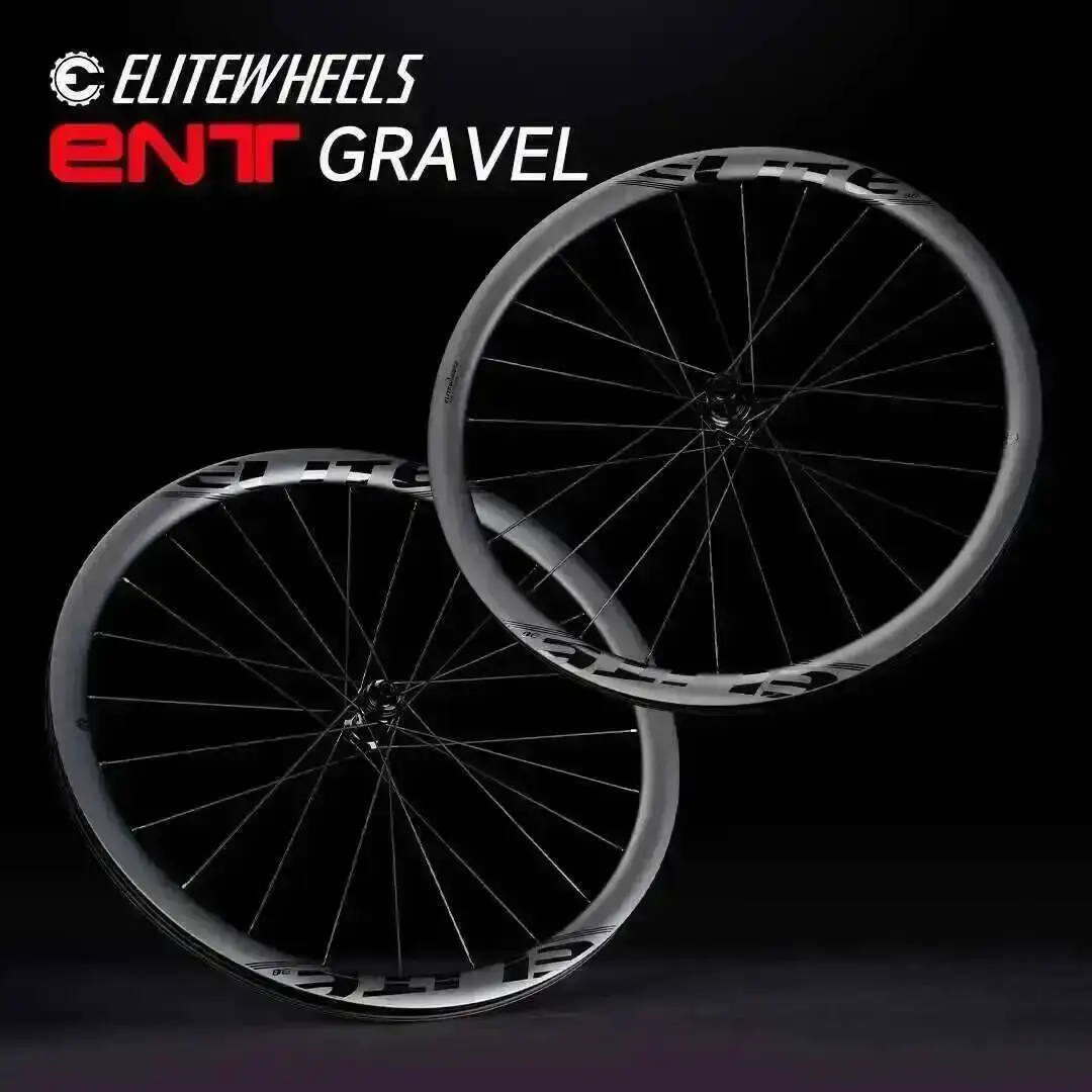 ELITEWHEELS 700C ENT GRAVEL Karbonowy Zestaw Kół Hamulcowych Tarczowych Cyclocross Tubeless Ready Koła z Mocowaniem Center Lock Lub 6-śrubowym, Obręcz 35x34