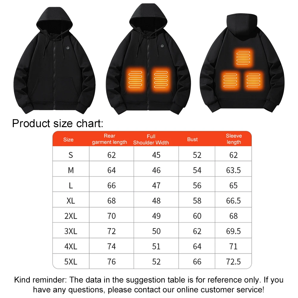 Electric Heated Hoodies Winter Heating Casual Hoodies Harajuku Sweatshirts Thermal Heated Jacket for Men and Women