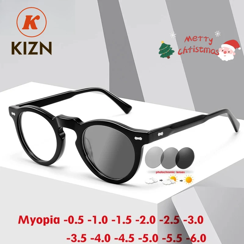 KIZN خمر خلات قصر النظر اللونية إطار نظارات 2025 جديد فاخر الرجال النساء وصفة طبية النظارات البصرية-0.50 إلى -10.0