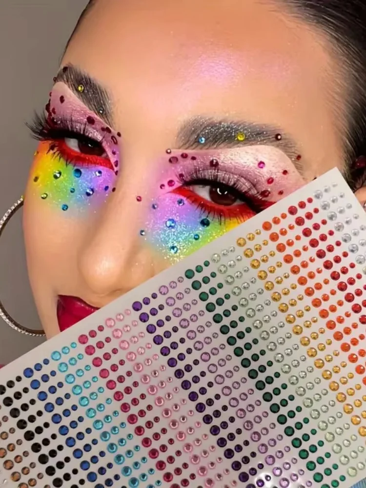 1-4pcs Colorful Makeup Rhinestone Stickers Party Shining Diamond Sticker Multipurpose DIY Glitter Gems for Face Hair Body Eye