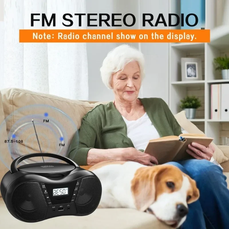 

Retro Portable Home FM Radios with LCD Display BlueTooth Boombox Multifunctional CD Player Support USB A-B Repeat Earphone Input