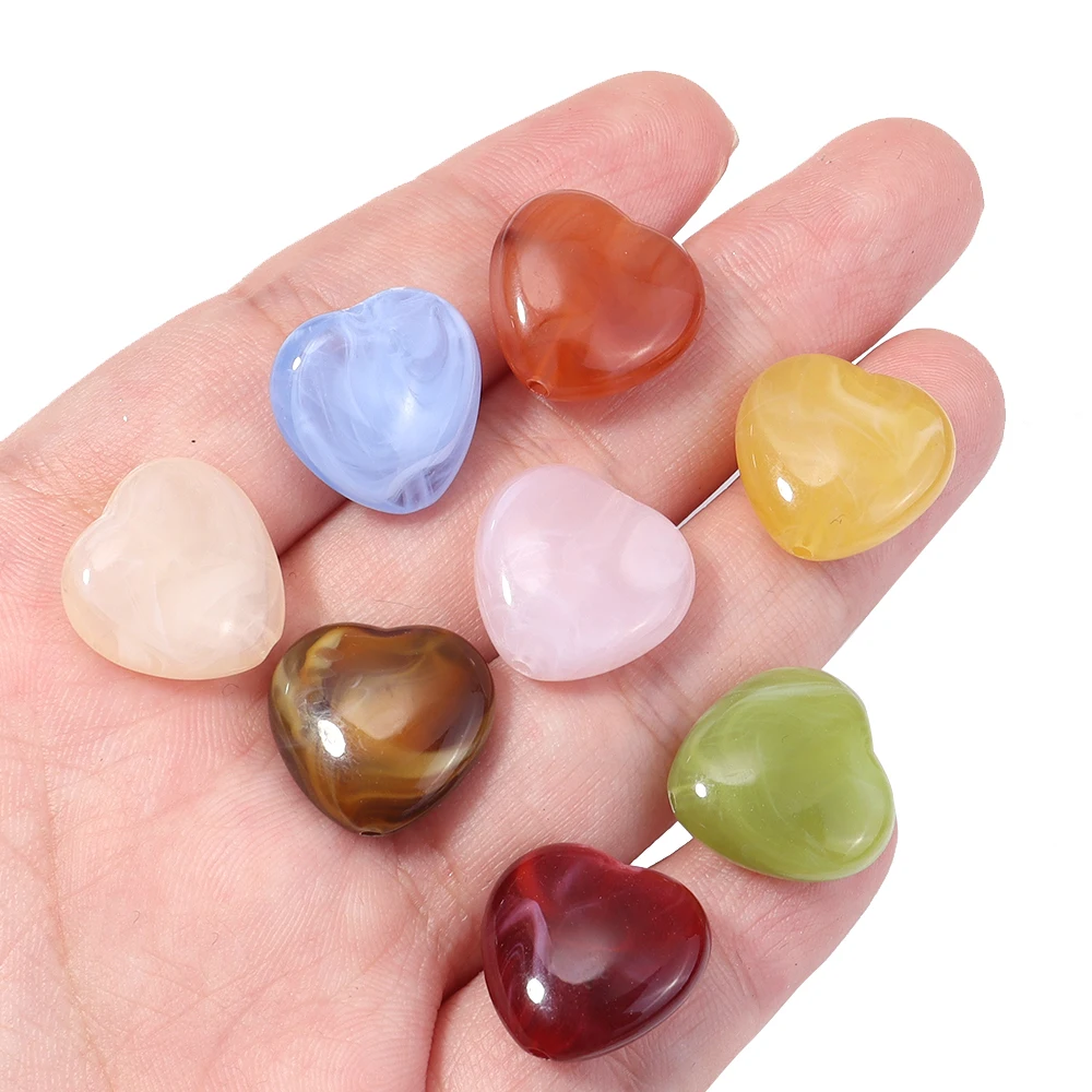 30 قطعة الخرز الاكريليك مزدوجة الألوان ثقب مستقيم على شكل قلب حبة فضفاض خزر عازل لصنع المجوهرات عقد دي اي واي سوار ﻿