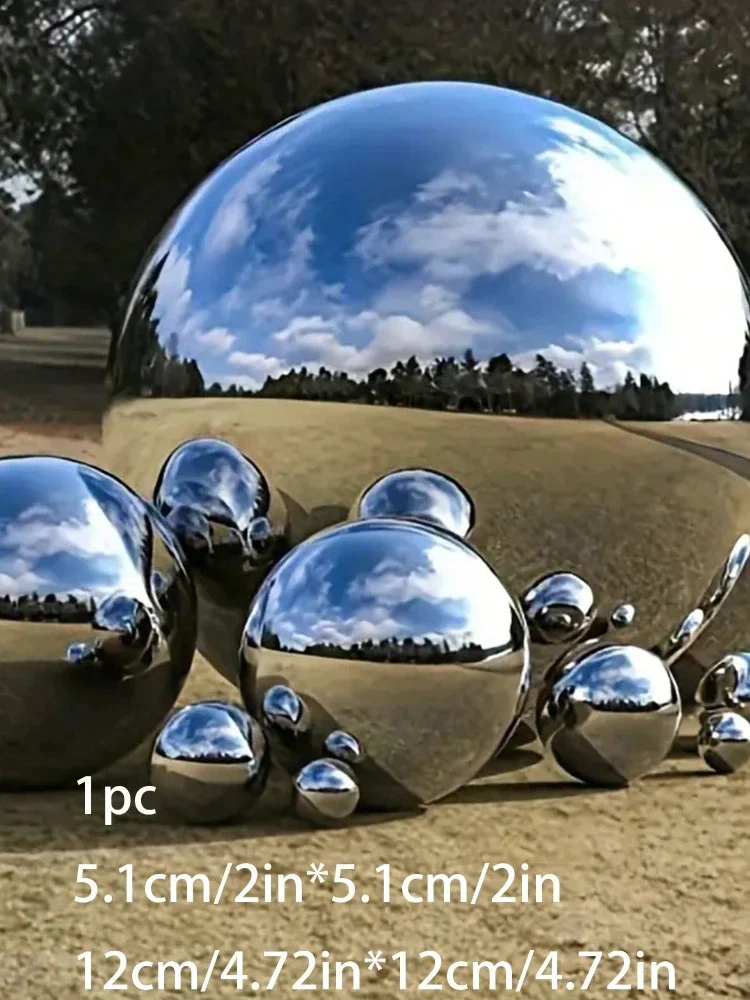 1pc, Stainless Steel Gazing Ball, 32-120mm Mirror Polished Hollow Ball Decorations, Room Decor, Holiday Accessory