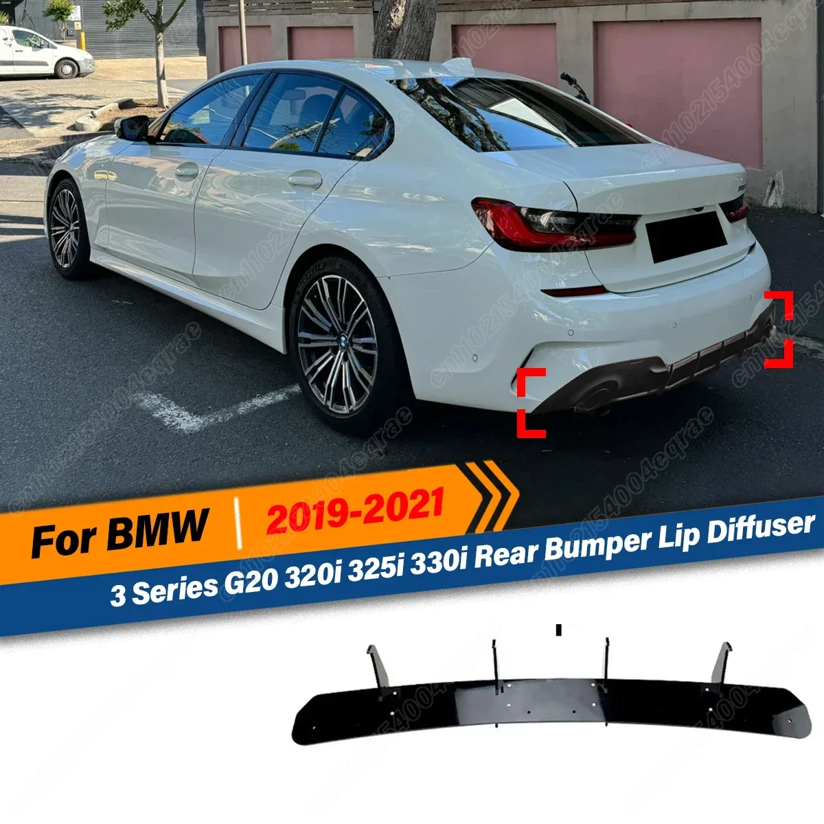 

For BMW 3 Series G20 320i 325i 330i 2019 2020 2021 Rear Bumper Lip Diffuser Spoiler Splitter Rear Bumper Car Accessories BodyKit