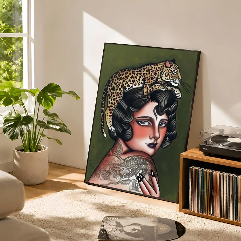 Quiet Wild Devils Colorful Savage Tattooed Poster Self Adhesive Matte Wall Art Removable Home Room Decoration