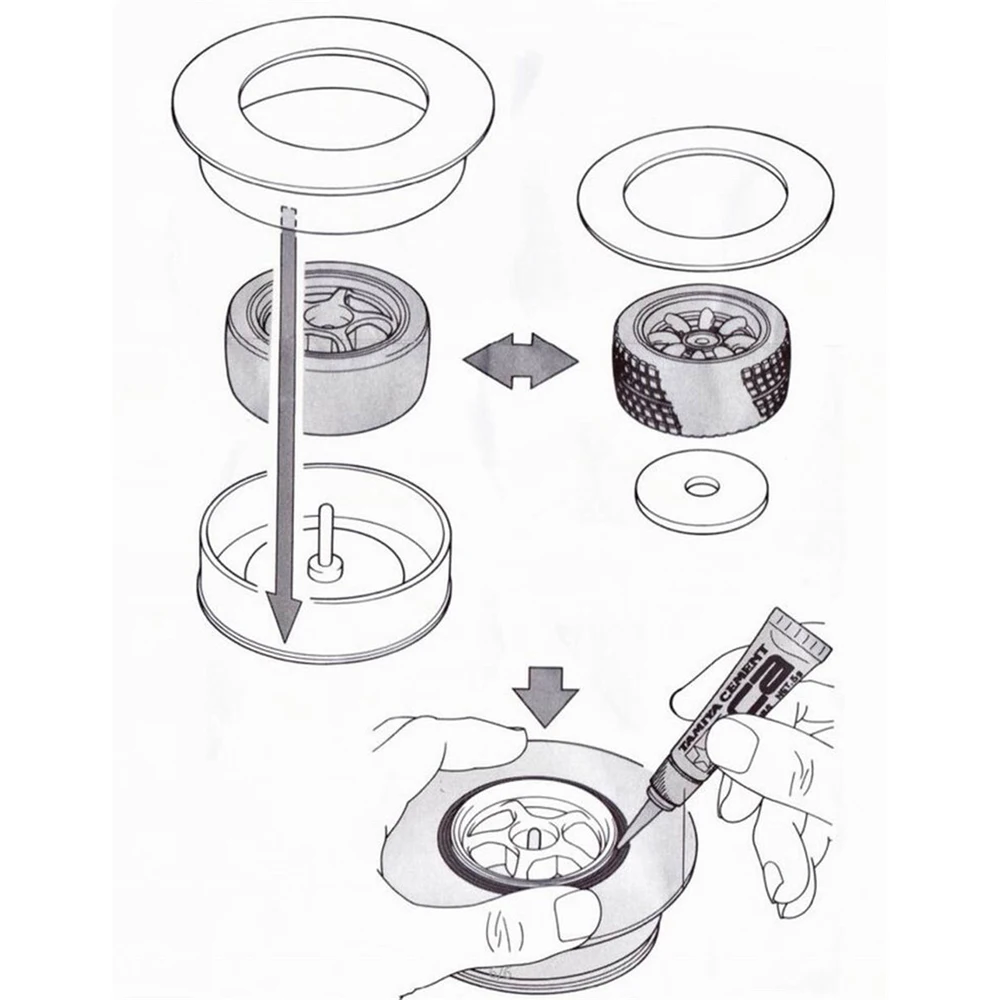 53338 Wheel Tire Cementing Helper Tool Rubber Tire Mounting Glue Tools for 1/10 Touring Off-Road Racing RC Car Parts