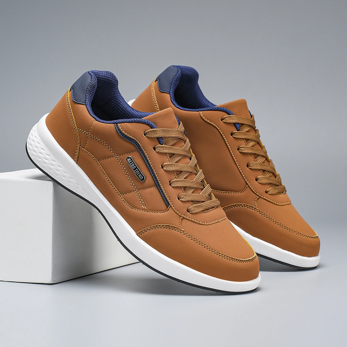 Neue atmungsaktive Lederschuhe für Herren, leichte, bequeme Herren-Sneaker, modische Schnürschuhe, Freizeitschuhe, flache Schuhe, Zapatillas Hombre – Detail 4