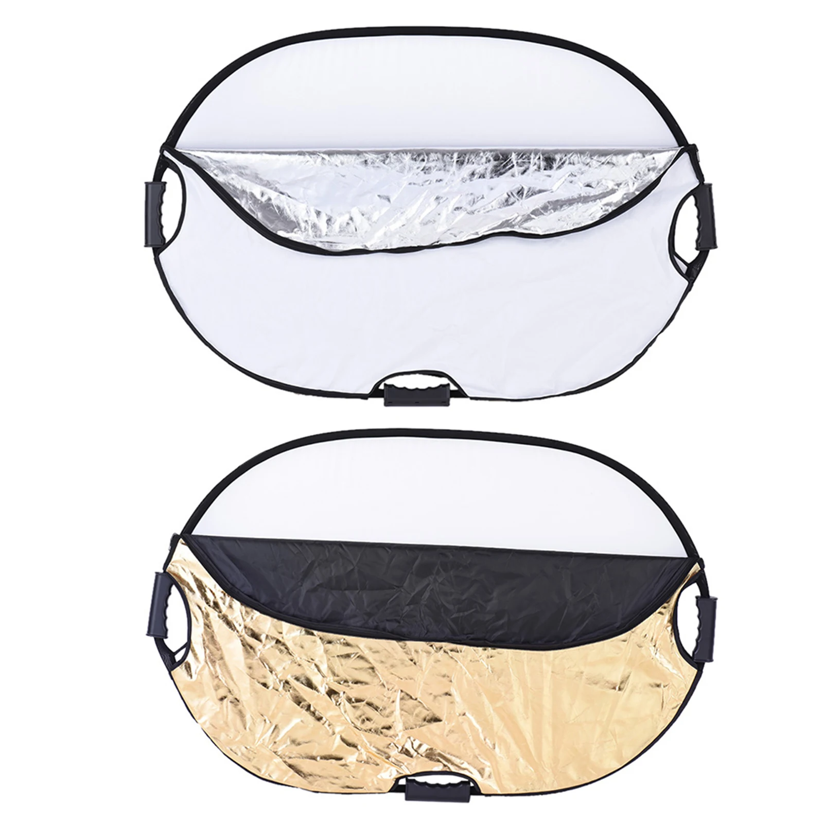 90*60cm Portable Handheld Oval Collapsible 5in1 Multi Reflector with Gold/Sliver/White/Black/Translucent Colors for Photo Studio