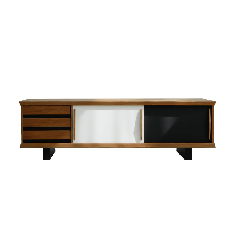 

Nordic retro teak TV cabinet | Warm texture interprets retro tone and becomes the visual focus of the living room | Sliding