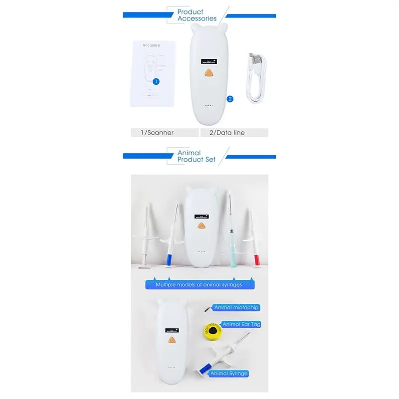 FFYY-134.2Khz Animal RFID Reader 125Khz Pet ID Reader Rechargeable Animal Chip Scanner FDX-B Glass Chip Tag Reader