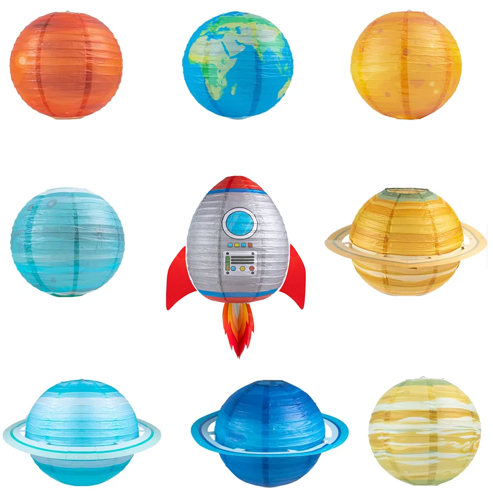 فوانيس كوكب النظام الشمسي، الفضاء الخارجي، ديكورات معلقة للحفلات، فوانيس ورقية على شكل كوكب لتزيين غرفة أعياد الميلاد في الفصل الدراسي #3