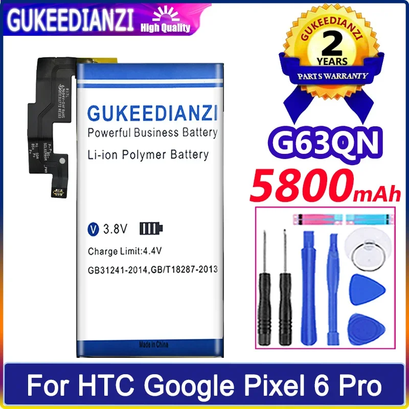 GUKEEDIANZI Battery G63QN GMSB3 5200mAh/5800mAh For HTC Google Pixel 6 Pro Pixel6 Pro Pixel6 Batteria