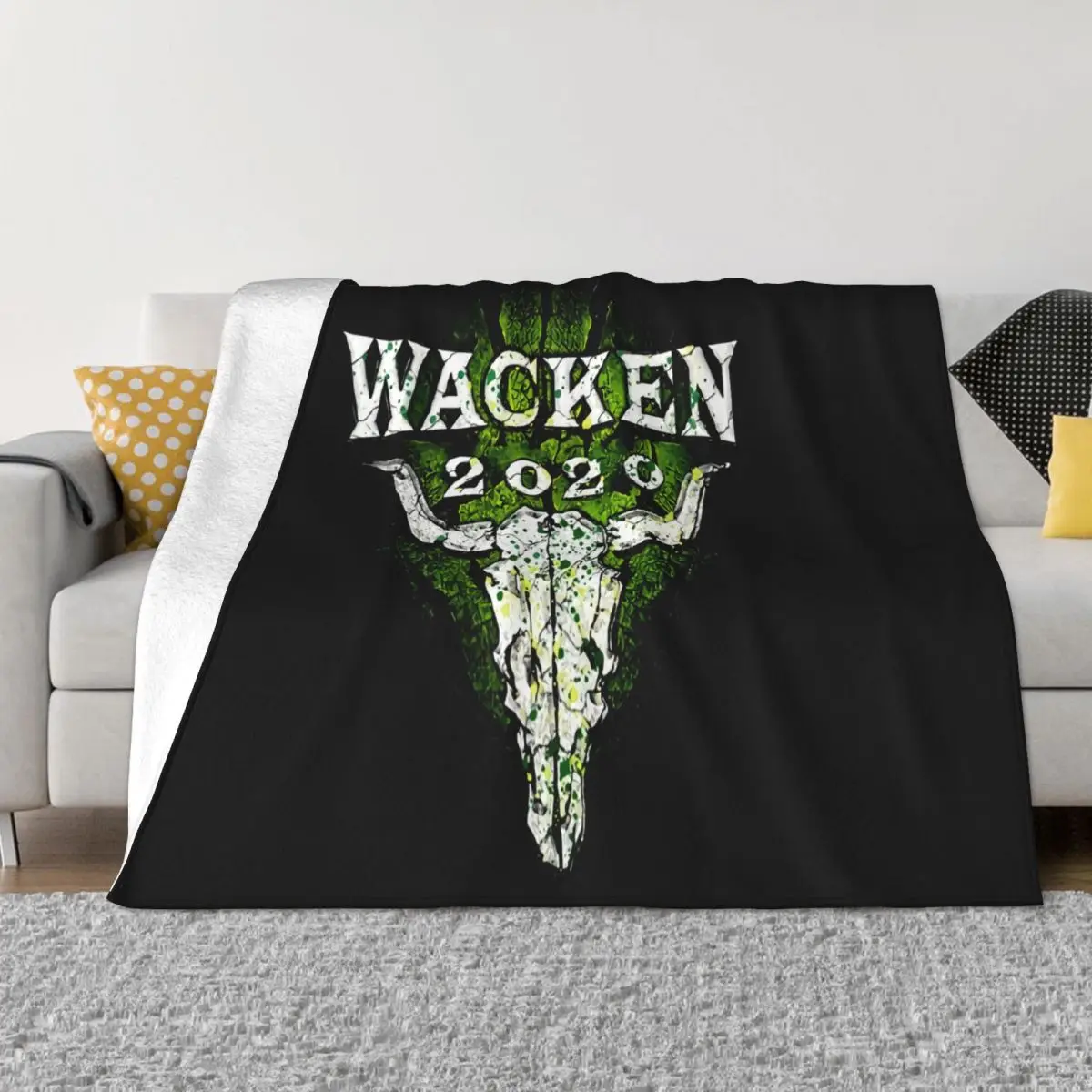 2020 Wacken Judas Pries Wacken Music Festival 2020 Black Women Men Slogan Autumn 3D Slim Fit Pattern Throw Blanket