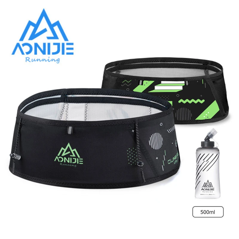 AONIJIE W8108 Running Waist Bag with 500ml soft flask for Women Men with Four Pockets Lightweight Breathable for Gym Marathon